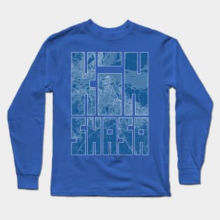 Kinshasa, DR Congo City Map Typography - Blueprint Long Sleeve T-Shirt